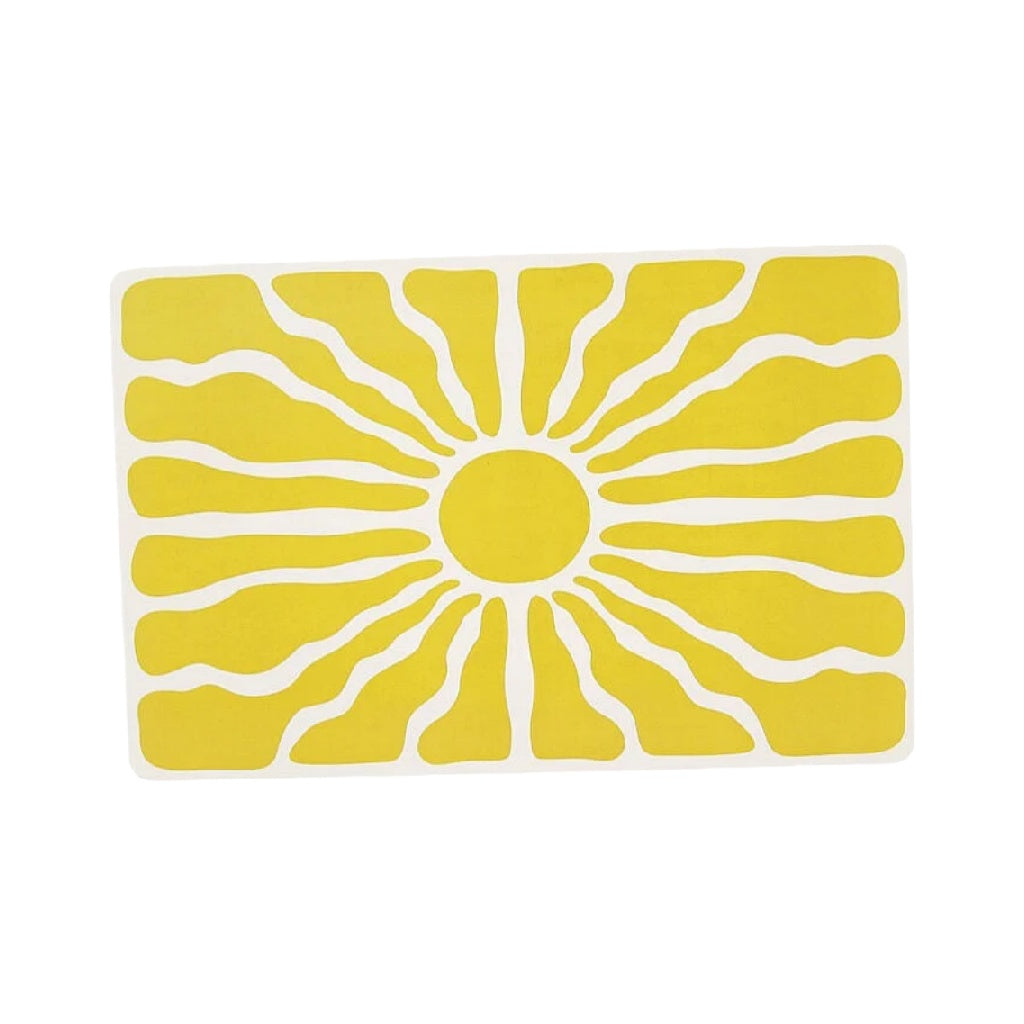 Dessous de verre rectangulaire – motif soleil, jaune et blanc