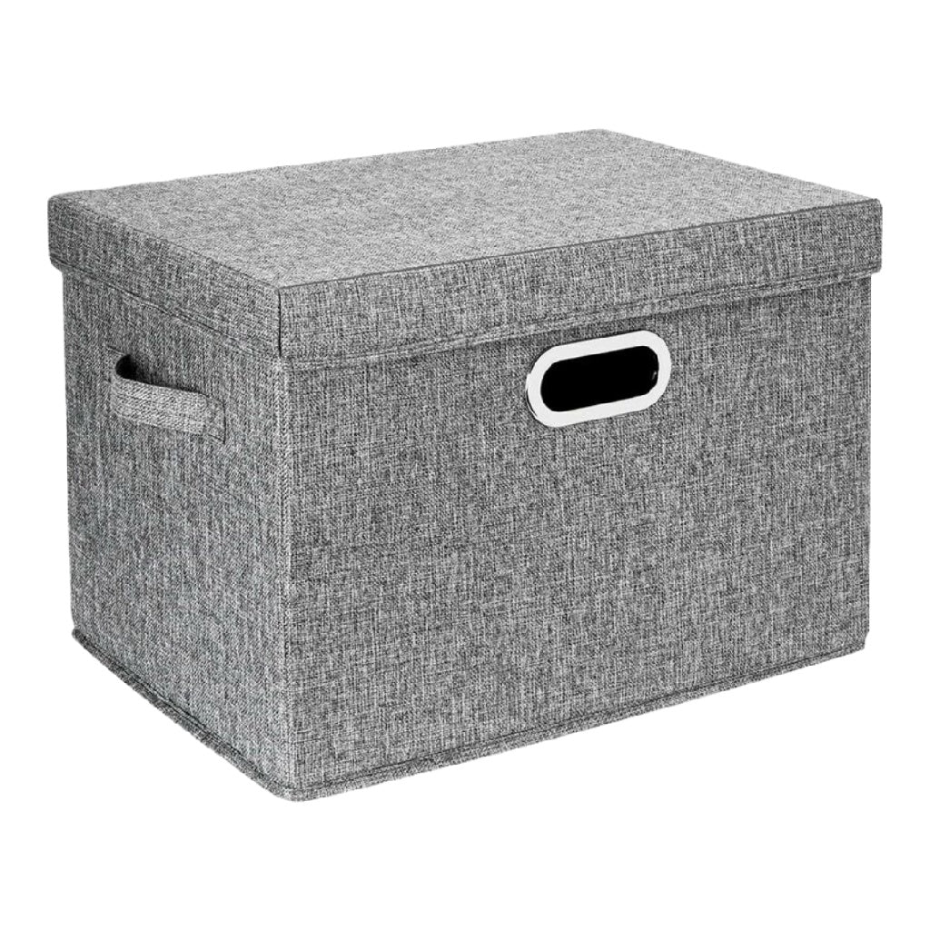 Boîte de rangement en tissu avec couvercle et poignées