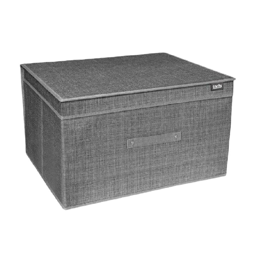 Boîte de rangement en tissu lin avec couvercle et poignée