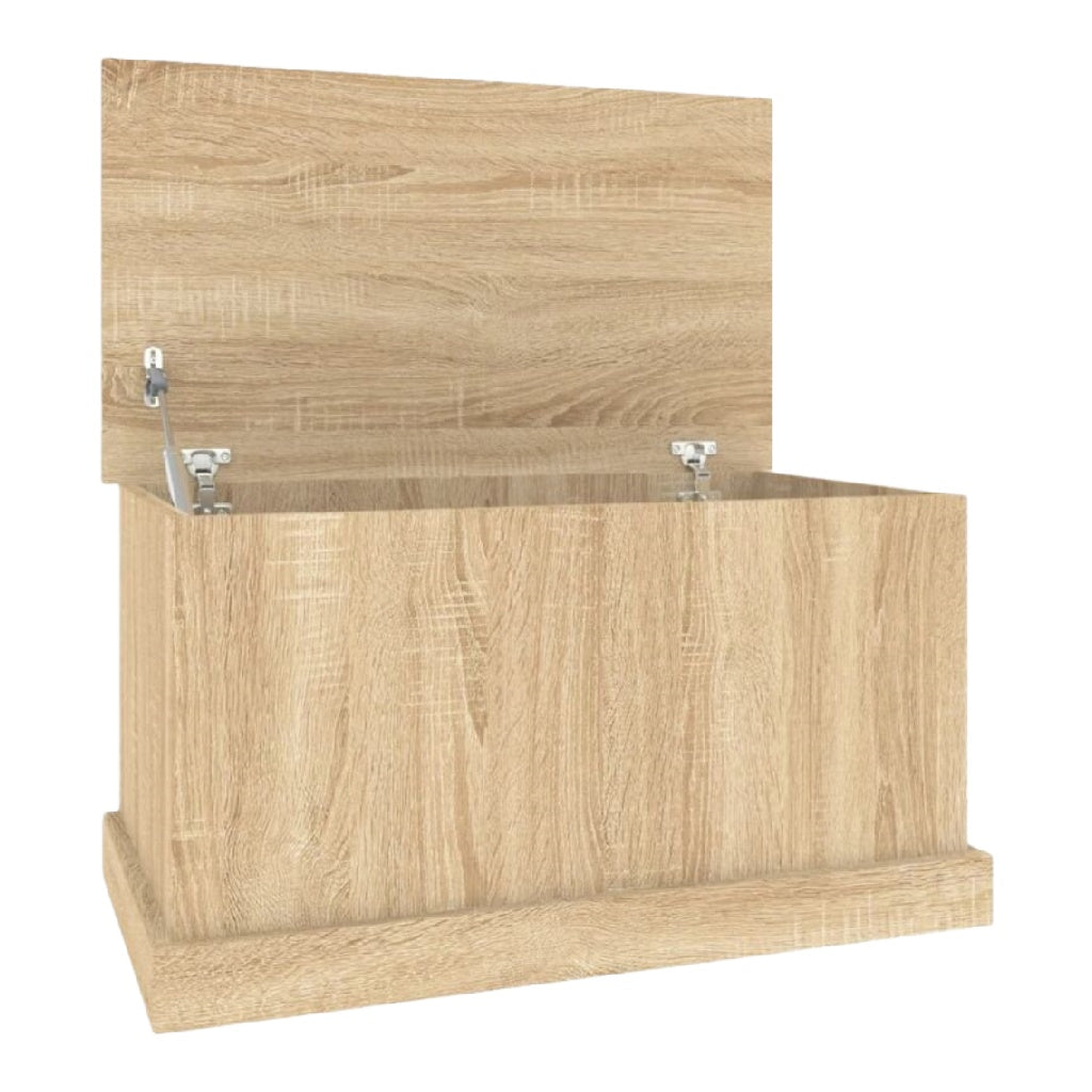 Coffre de rangement en bois avec couvercle à charnières